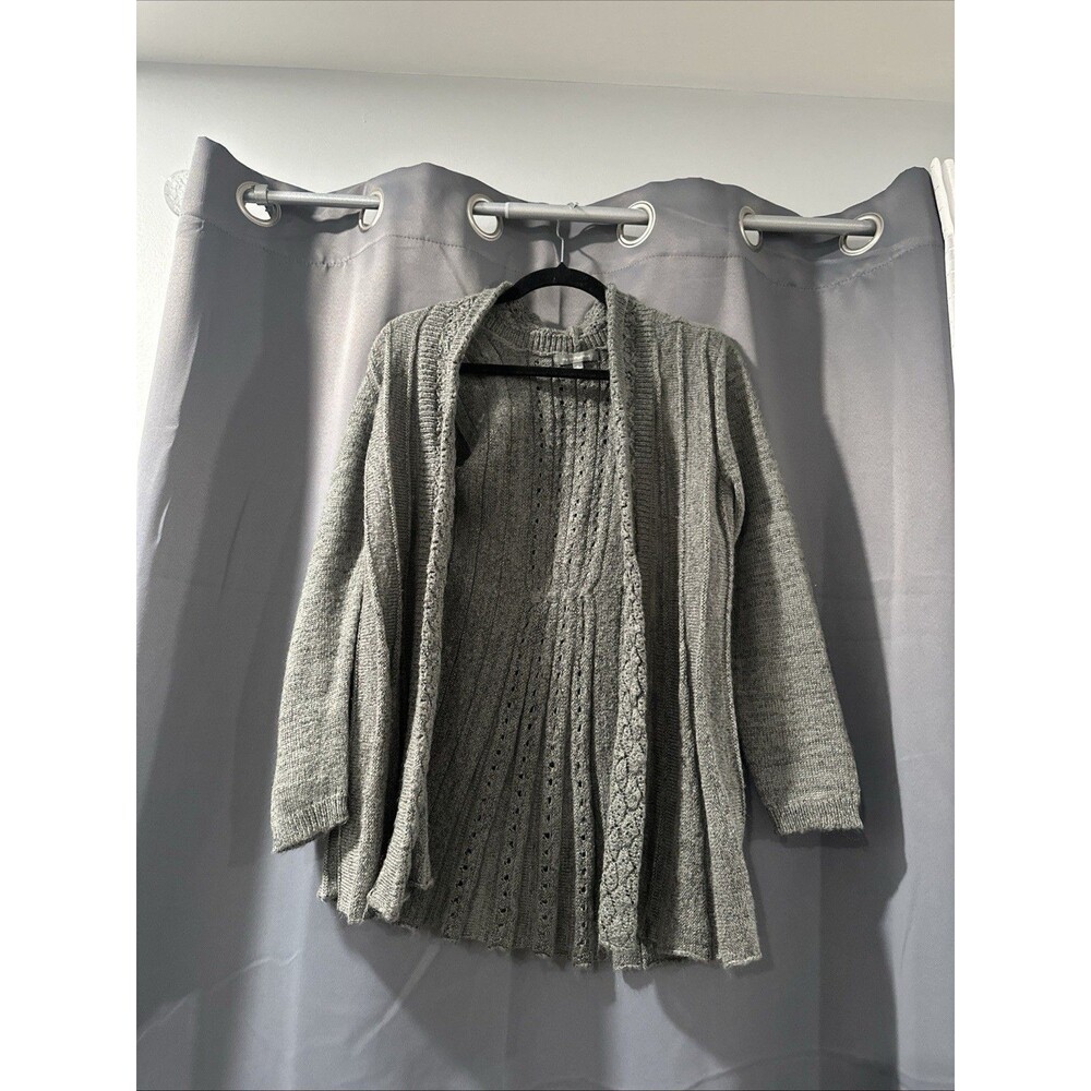 NY Collection Gray Open Cardigan Sweater Size - Small